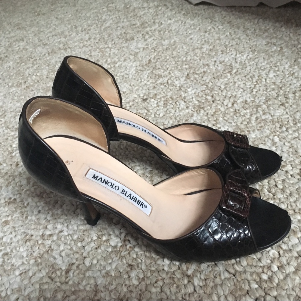 Manolo Blahnik Brown alligator D’orsay pumps (36) - Picture 2 of 8